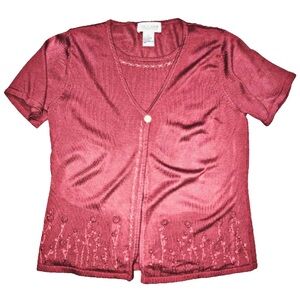 Pre-owned Up-Cycled Pink Short-Sleeve Cardigan W/Top (Size M)